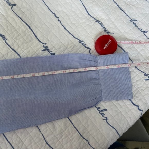 Isaia Men's Blue Pinstripe Dress Shirt in Sz 17 EUC - Picture 10 of 15